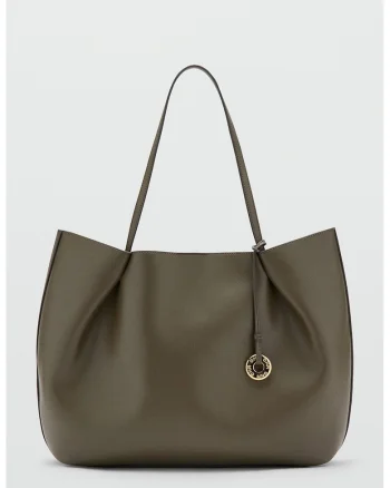 Geanta shopper de piele ecologica cu talisman, Verde padure