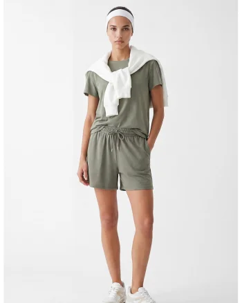 Pantaloni scurti de trenig cu talie inalta, Kaki
