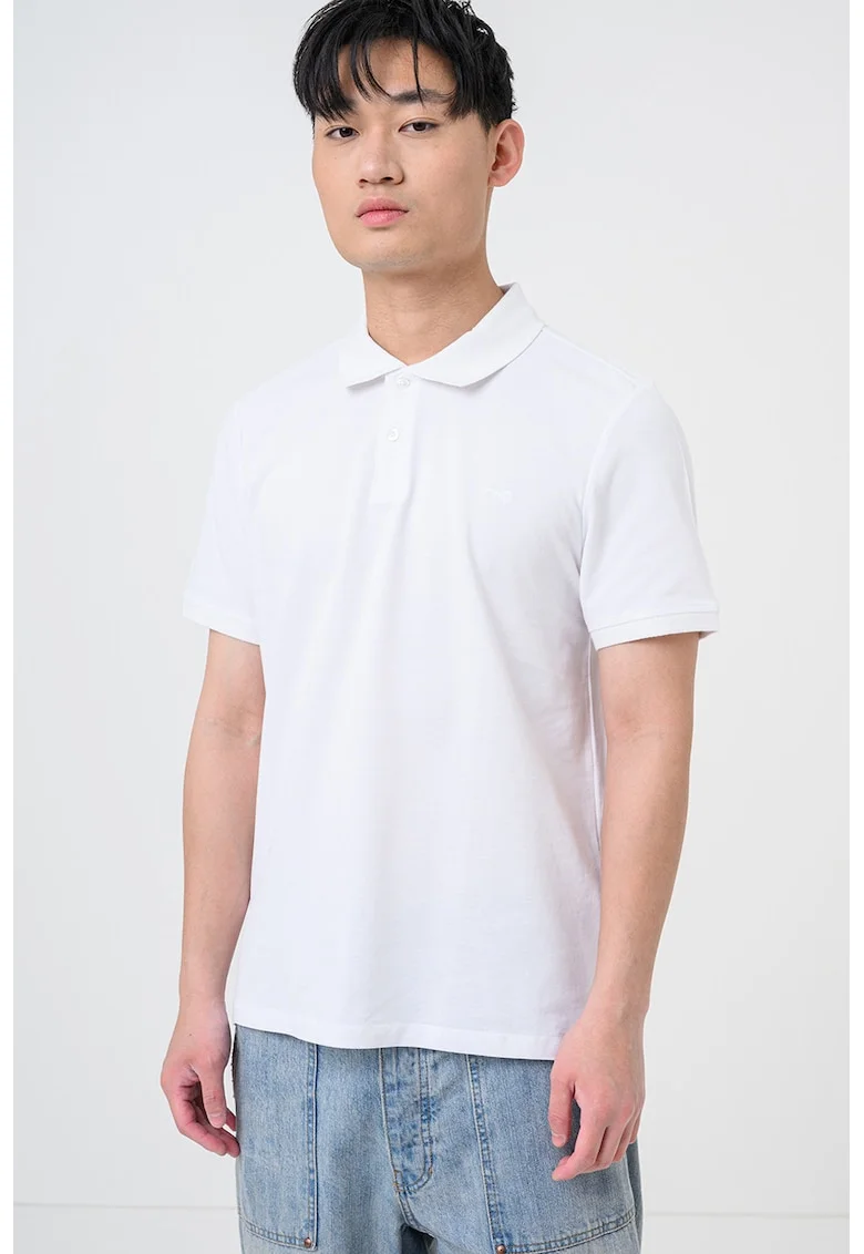 Tricou polo uni, Alb