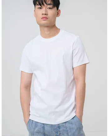 Tricou uni de bumbac, Alb optic