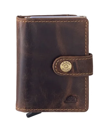 Portofel unisex piele naturala maro antichizat 7.5 x 10 x 3.5 cm, COIN "Vintage",  Maro antichizat
