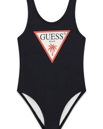 Costum de baie intreg cu logo, Negru