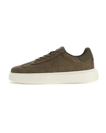 Pantofi sport flatform din material textil cu garnituri din piele ecologica, Maro inchis