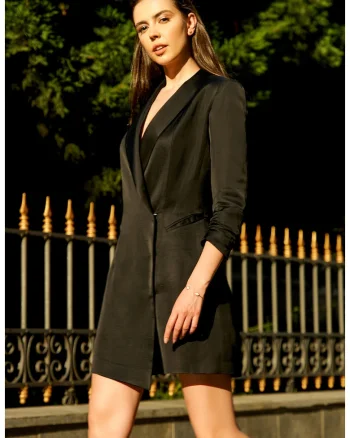 Rochie-sacou cu maneci 3/4, Negru