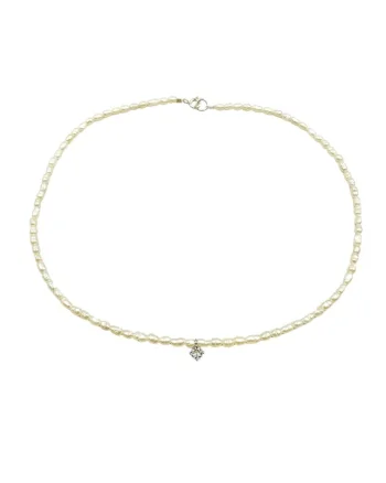 Colier Small Cristal Drop din perle de cultura si argint 925, 37 cm
