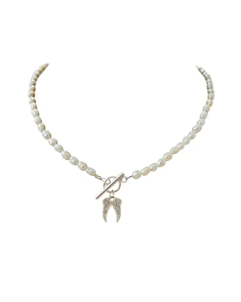 Colier Angel Wings din perle de cultura si argint 925, 40 cm