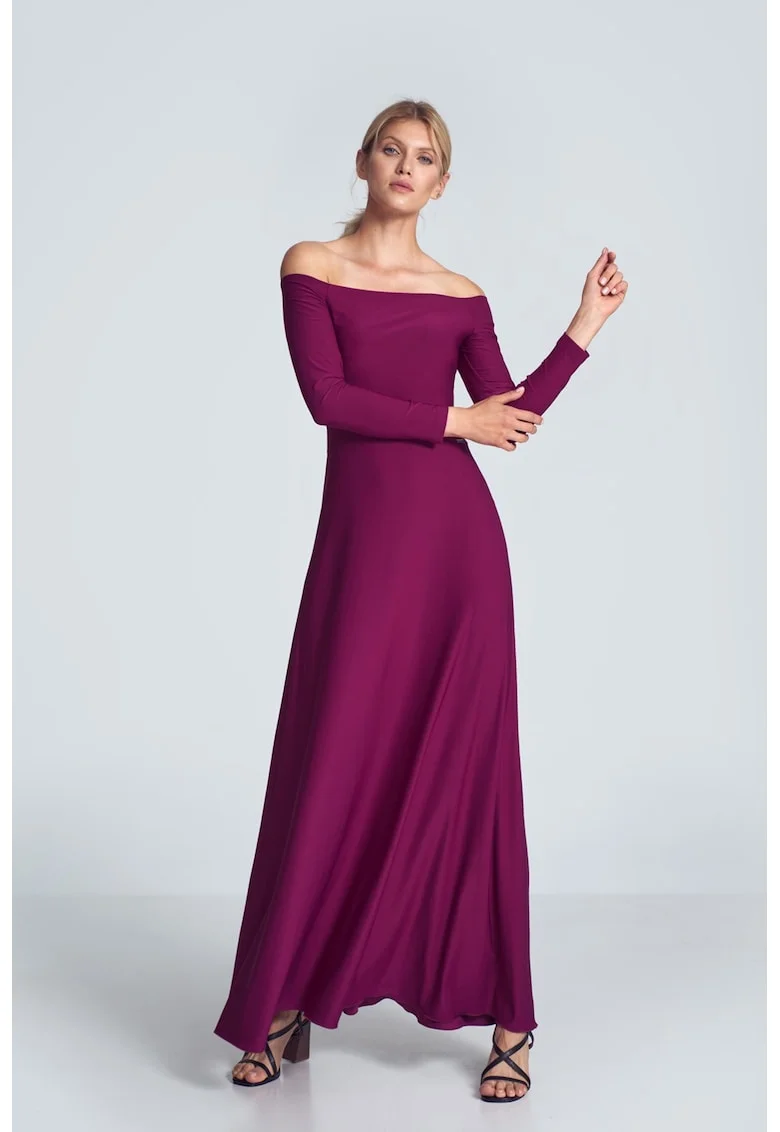 Rochie de seara dama Gahennin M707 burgundy, Rosu stins