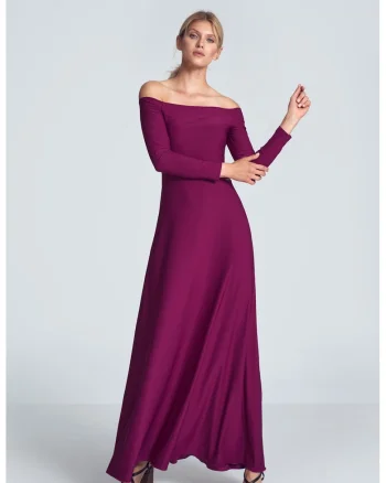 Rochie de seara dama Gahennin M707 burgundy, Rosu stins