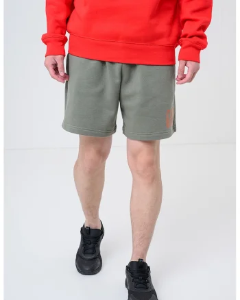 Pantaloni scurti din amestec de bumbac cu imprimeu logo, Verde sparanghel