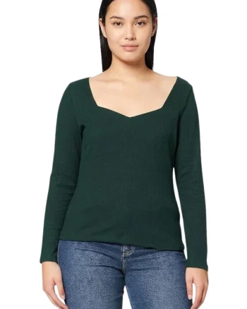 Bluza cu striatii si decolteu sweetheart,