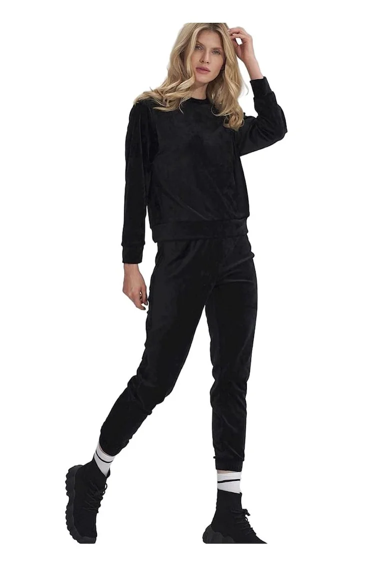 Pantaloni dama,  trening, poliester, Negru