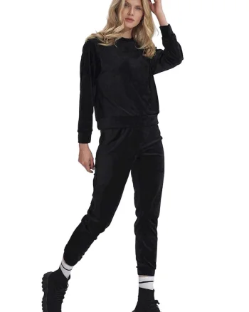 Pantaloni dama,  trening, poliester, Negru