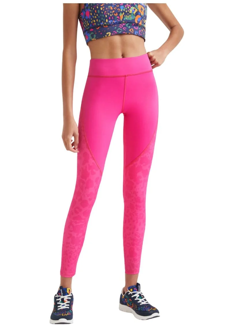 Colanti cu talie inalta si motiv animal print,