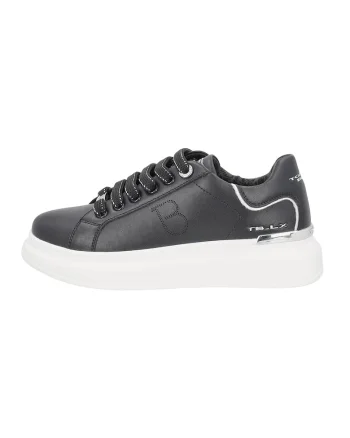 Pantofi sport din piele si piele ecologica, Negru