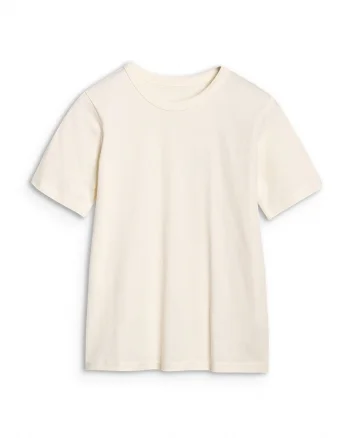 Tricou dama  croiala regulata, decolteu rotund, alb, bumbac