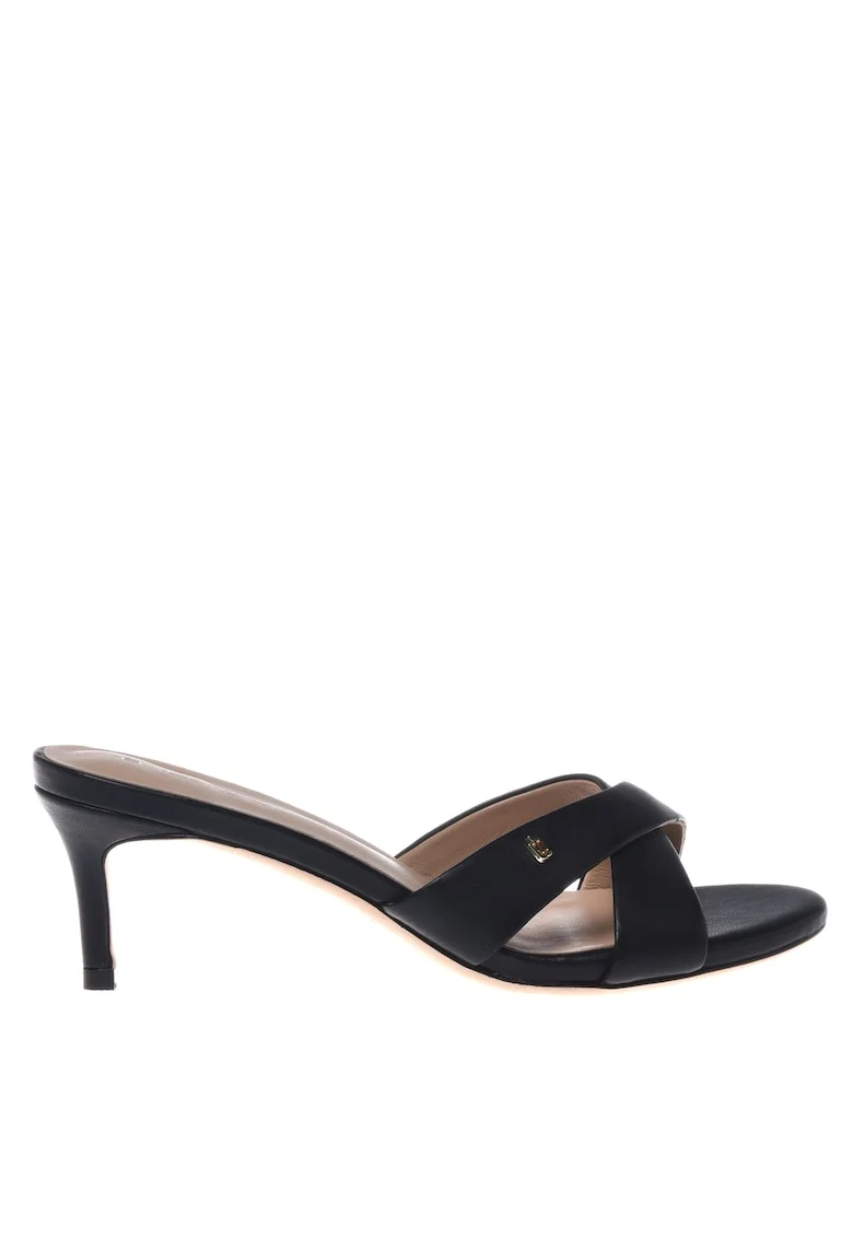 Sandale de piele intoarsa cu toc kitten, Negru