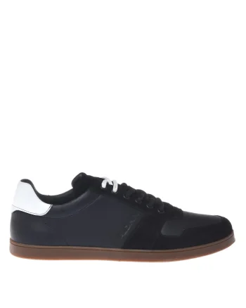 Pantofi sport de piele si piele intoarsa, Negru
