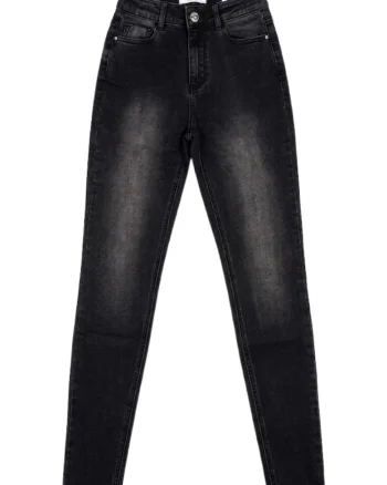 Blugi decolorati skinny cu talie inalta,