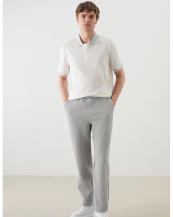 Tricou polo cu model, Alb