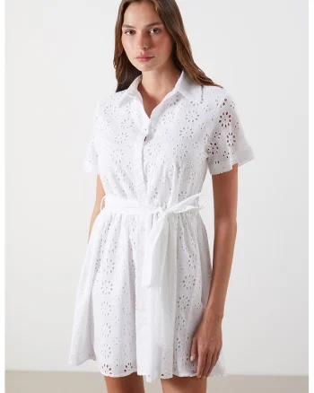 Rochie scurta cu broderie, Alb