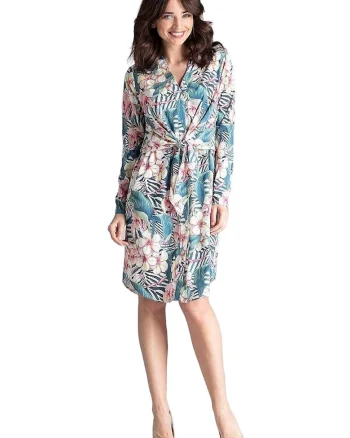Rochie de dama cu model,  Radeyah, albastra deschis, Multicolor