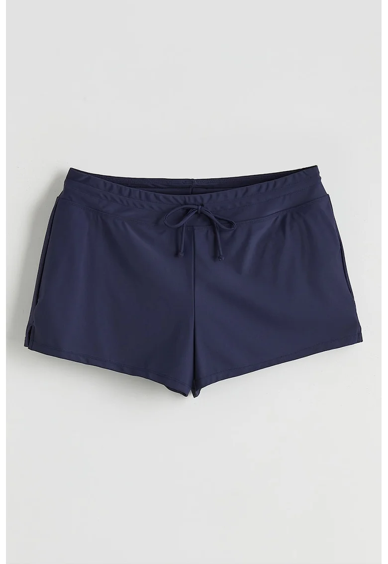 Pantaloni scurti cu captuseala incorporata si model uni, Bleumarin