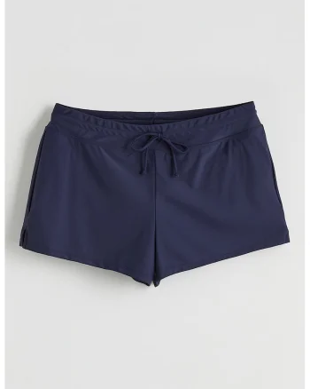 Pantaloni scurti cu captuseala incorporata si model uni, Bleumarin