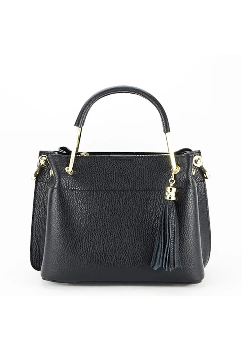 Geanta medie din piele naturala, 8939 122, 20x26x13 cm, Negru 14109, Negru