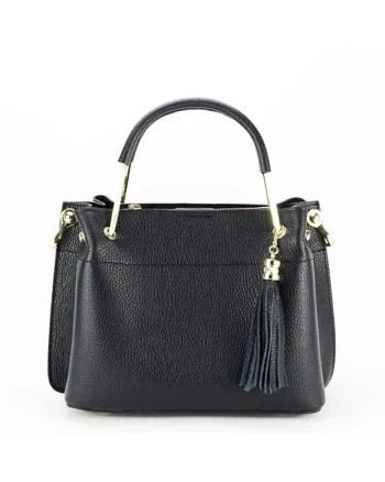 Geanta medie din piele naturala, 8939 122, 20x26x13 cm, Negru 14109, Negru