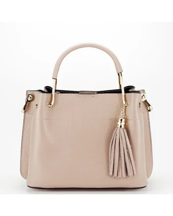 Geanta medie din piele naturala, 8939 122, Roz, 20x26x13