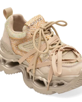 Pantofi sport GRYXX bej, Q2552, din material textil si piele naturala