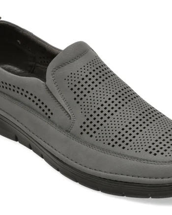 Pantofi BITE THE BULLET gri, Q159, din piele naturala