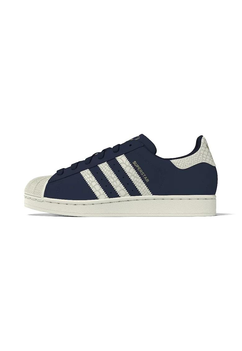 Pantofi sport din piele Superstar II, Alb fildes/Bleumarin