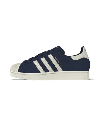 Pantofi sport din piele Superstar II, Alb fildes/Bleumarin