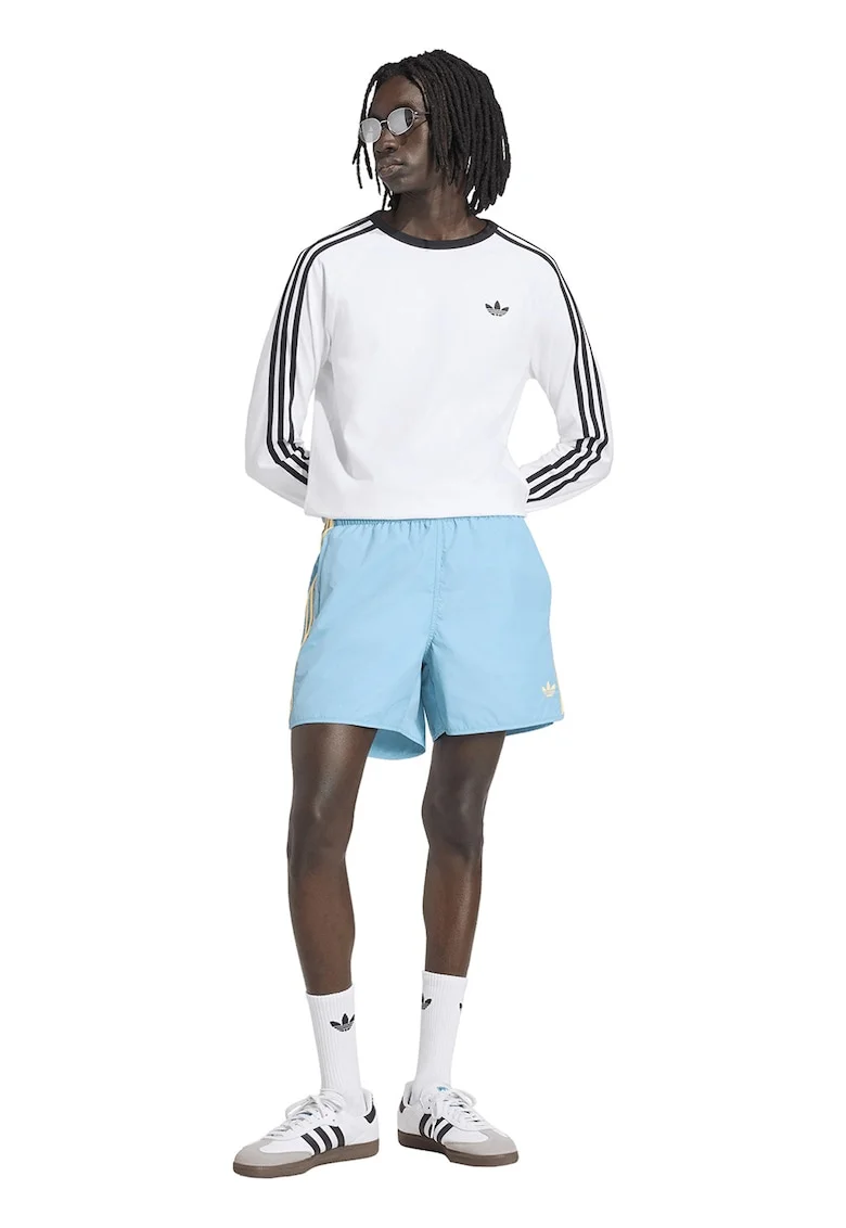 Pantaloni scurti cu logo si buzunare laterale Sprinter, Galben pai/Albastru glaciar