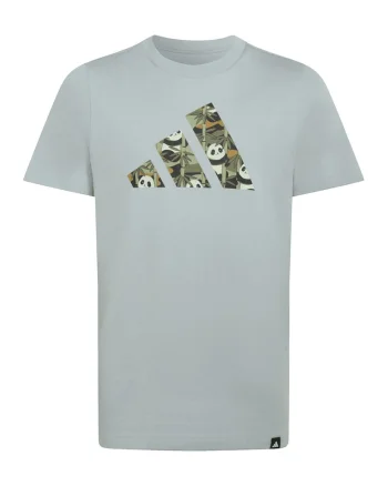 Tricou de bumbac cu imprimeu pe piept Panda Camo, Verde pal