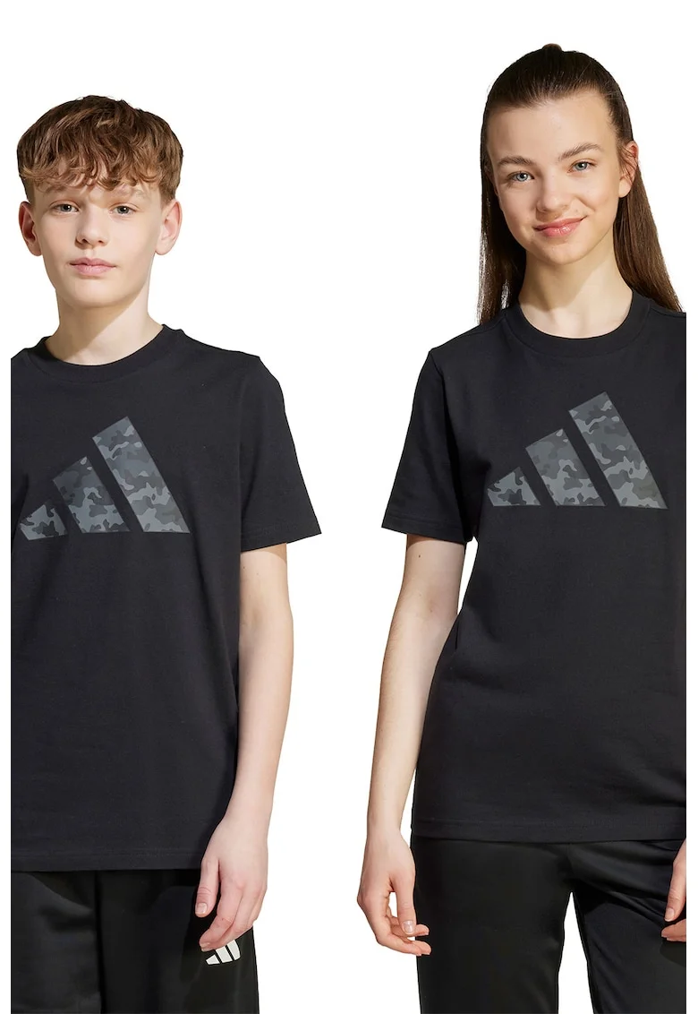 Tricou cu logo Camo, Negru/Gri