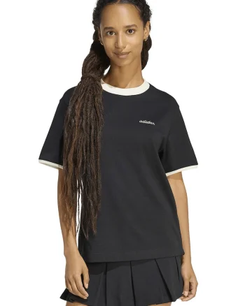 Tricou cu detalii contrastante si logo brodat, Negru