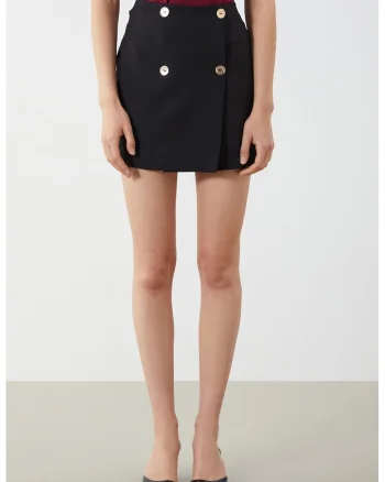 Fusta mini cu talie inalta, Negru