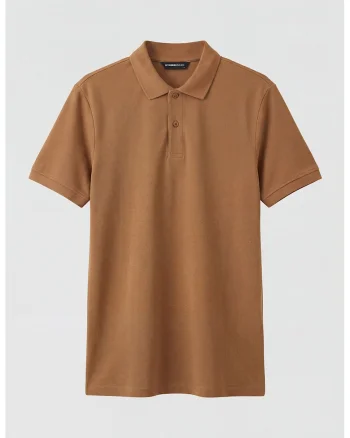 Tricou polo din bumbac pique regular fit, Maro Siena