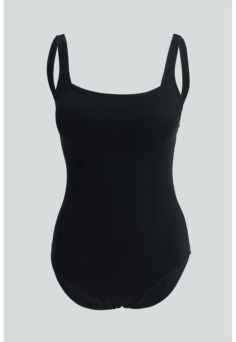 Costum de baie intreg cu model uni si decupaj pe partea din spate, Negru