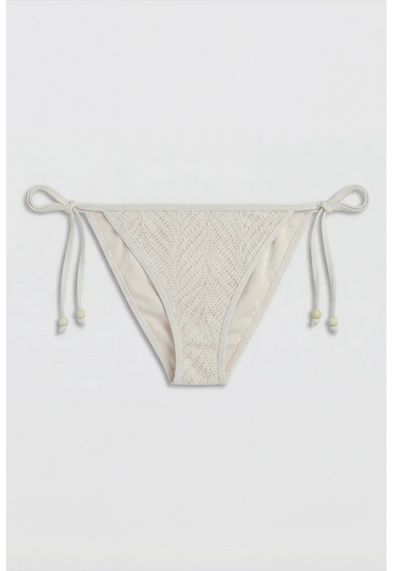 Costum de baie cu model uni si snururi de ajustare laterale, Gri deschis