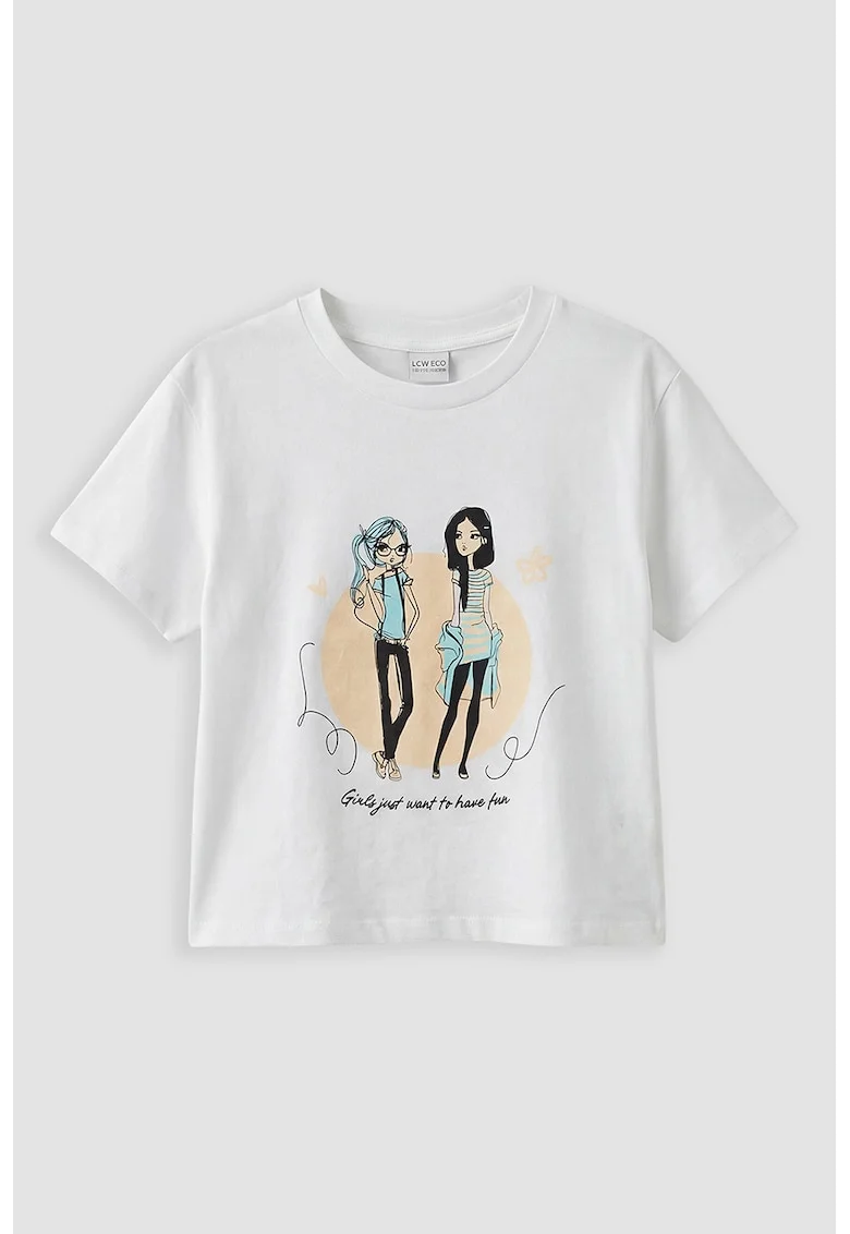 Tricou cu imprimeu grafic, Portocaliu/Alb optic/Albastru
