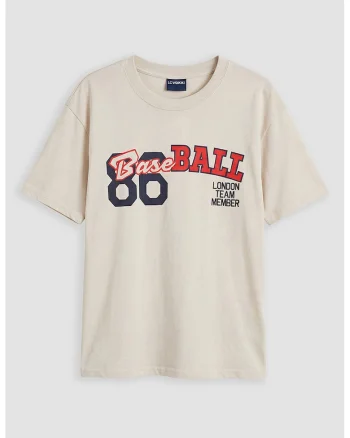 Tricou din bumbac cu imprimeu, Rosu vermillion/Bej deschis/Bleumarin