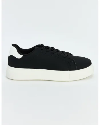 Pantofi sport uni de piele ecologica, Negru