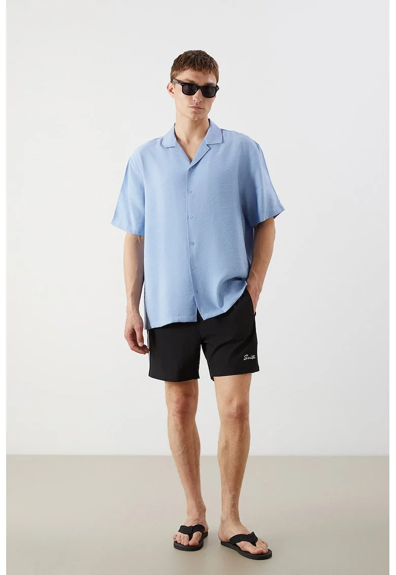 Pantaloi scurti de baie cu buzunare laterale, Negru