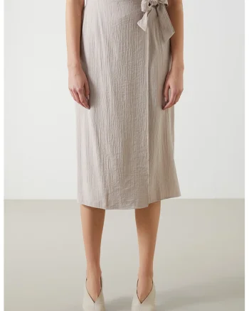 Fusta midi cu model petrecut, Alb fildes