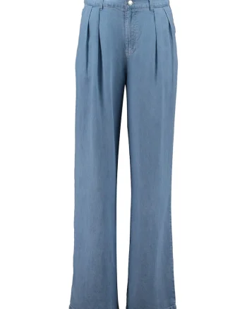 Pantaloni din lyocell cu croaiala ampla, Albastru