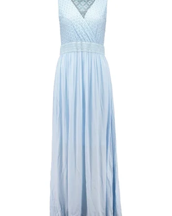 Rochie plisata, fara maneci, Albastru pastel