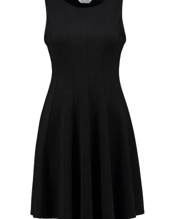 Rochie evazata cu decolteu rotund, Negru